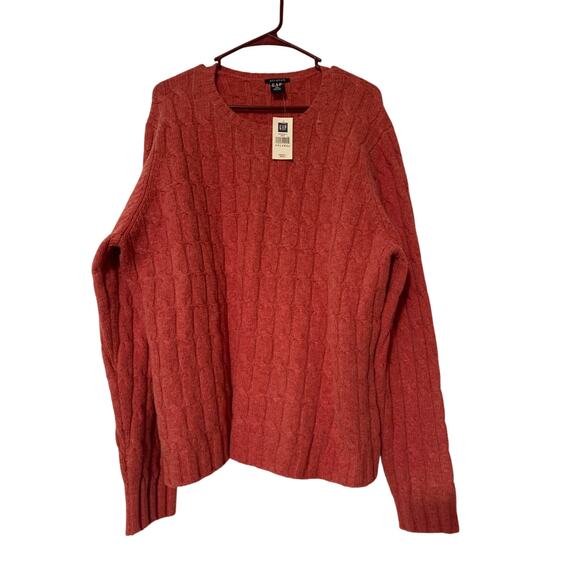 Gap Cable Knit 98% Lambswool NWT XXL Red Men's Sweater Vintage - Picture 1 of 5